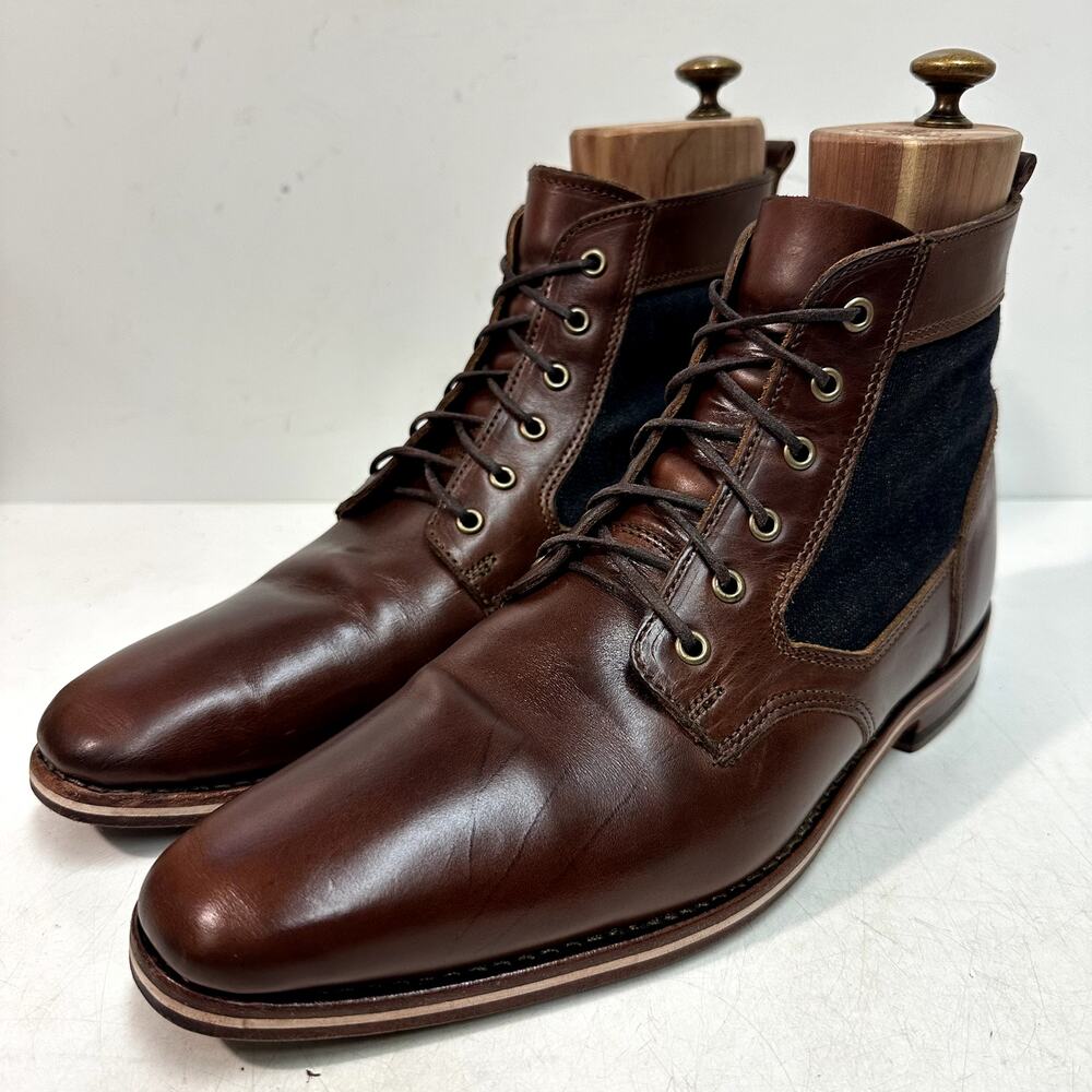 NEW HEELS Rancourt & Co. x Helm Sam Boot Ray-Ray Horween Cone Denim USA 10 D - Picture 3 of 12